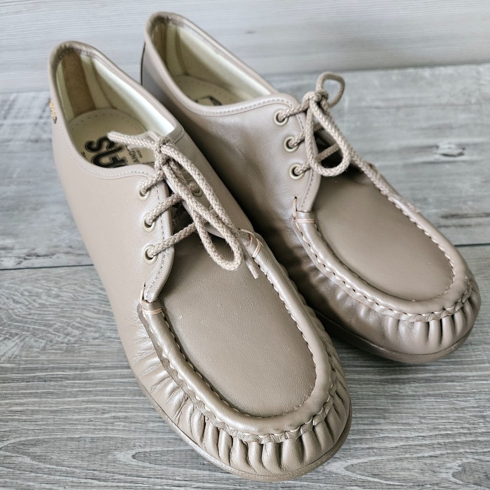SAS Bounce Comfort Moc Lace-Up Shoes Women Size 10‎ Wide Mocha Leather NICE